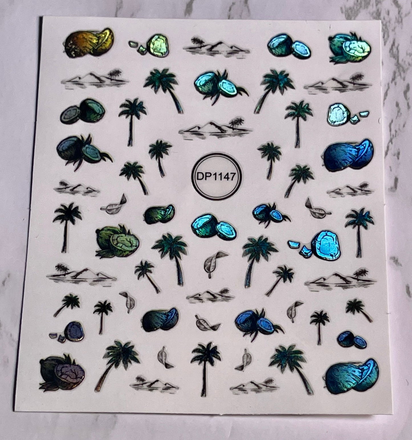 Coconut & Palm Tree Sticker - PYT Nail Supply Store