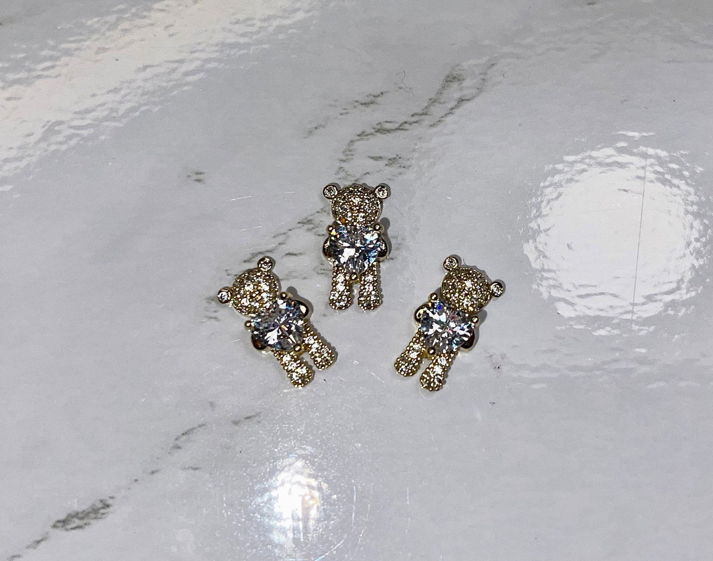 Crystal Bear Charms 2Pcs - PYT Nail Supply Store