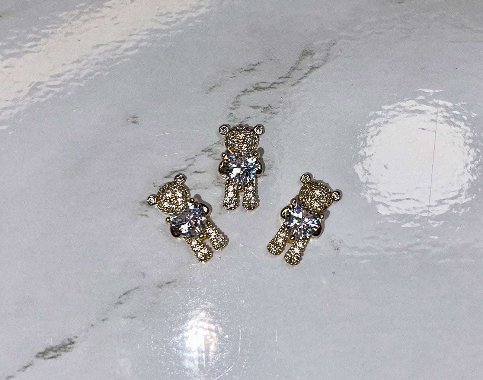 Crystal Bear Charms 2Pcs - PYT Nail Supply Store