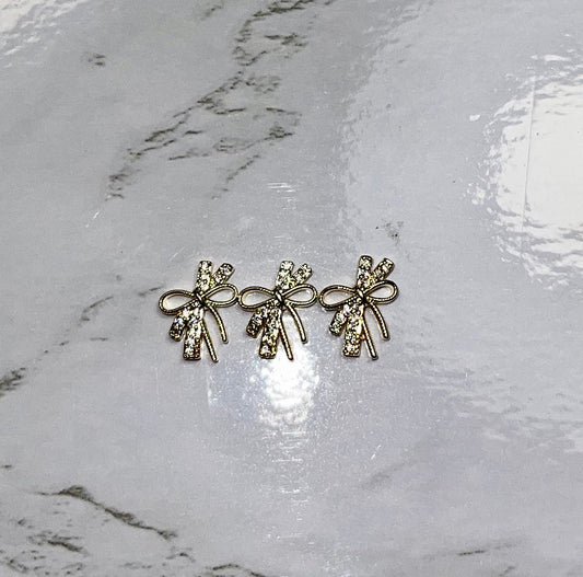 Crystal Gold Bow Charm 2Pcs - PYT Nail Supply Store