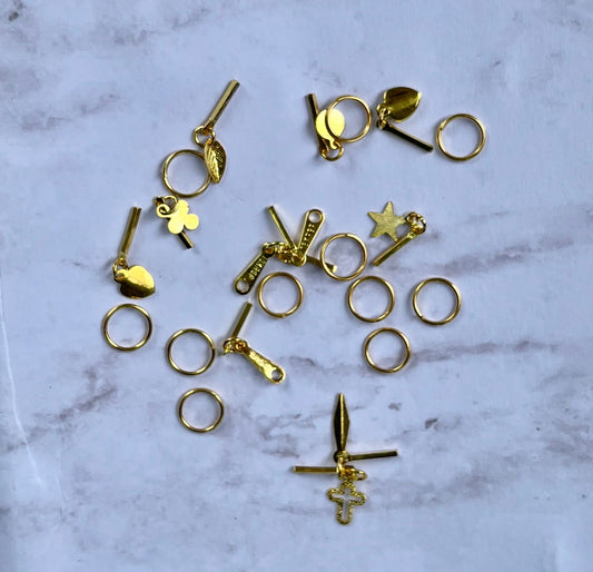 Dangle Piercing Gold 10Pcs Nail Charms - PYT Nail Supply Store