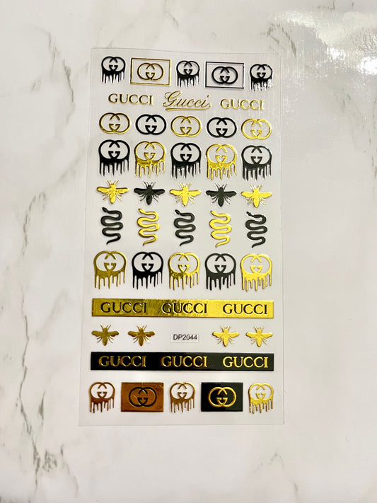 Designer Black & Gold Gucci Sticker - PYT Nail Supply Store
