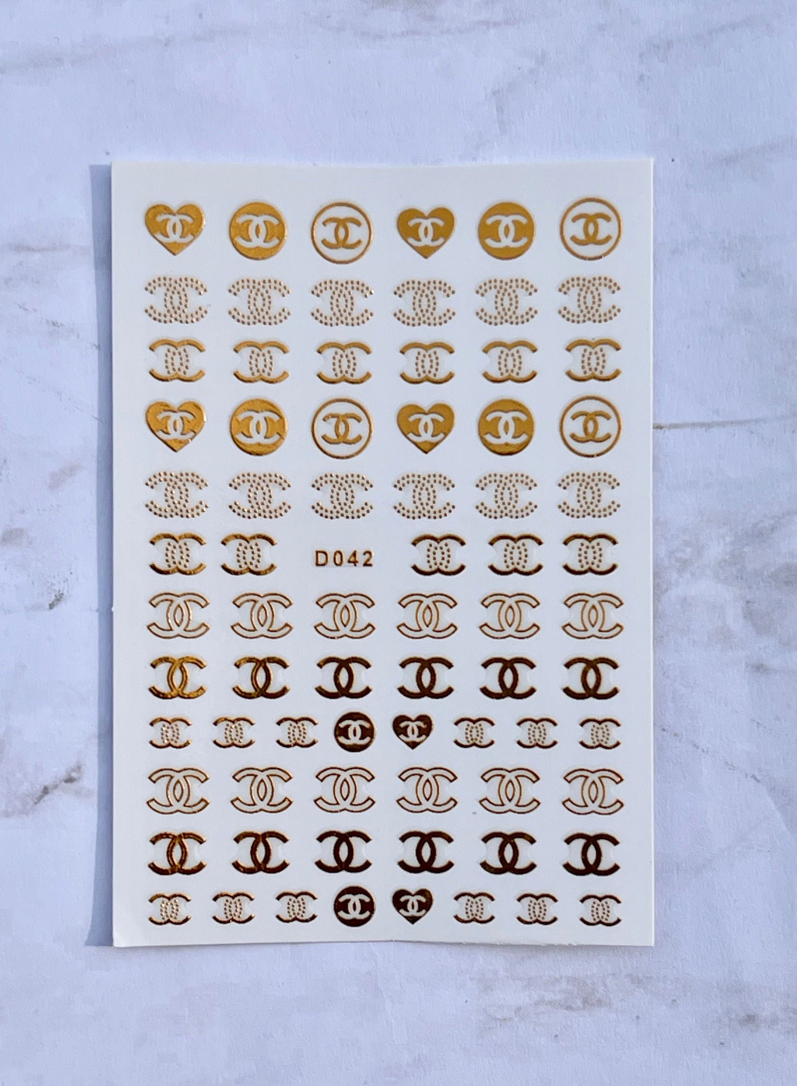 Designer Chanel Heart Chanel Stickers - PYT Nail Supply Store