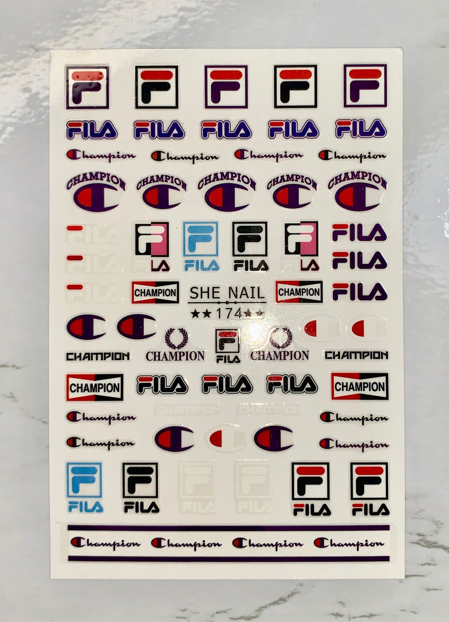 Designer FILA & Champion Stickers - PYT Nail Supply Store