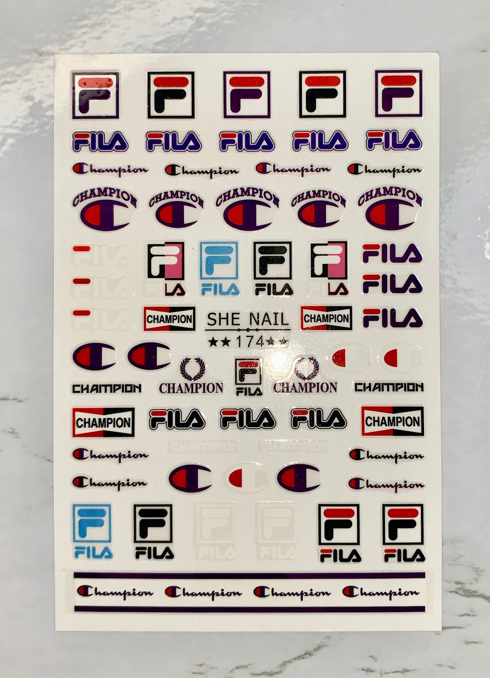 Designer FILA & Champion Stickers - PYT Nail Supply Store