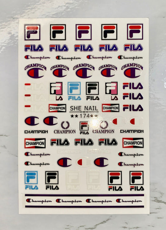 Designer FILA & Champion Stickers - PYT Nail Supply Store