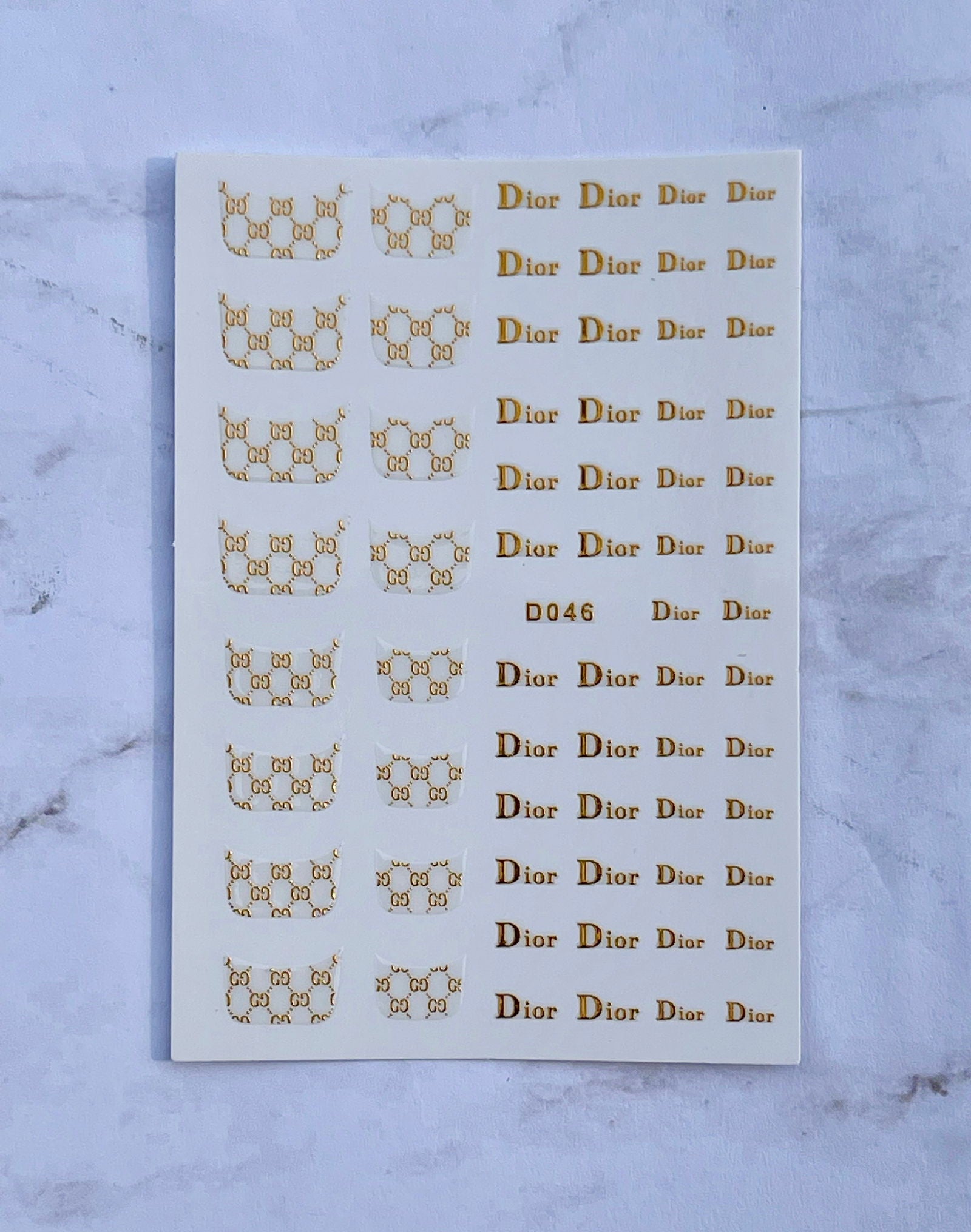 Designer Gold Dior and Gucci French Stickers - PYT Nail Supply Store