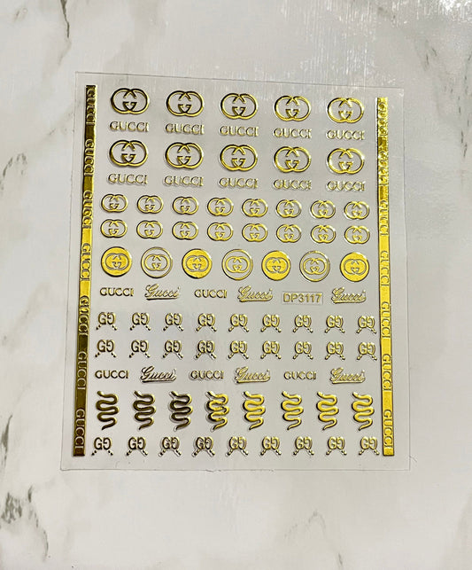 Designer Gold Gucci Sticker - PYT Nail Supply Store