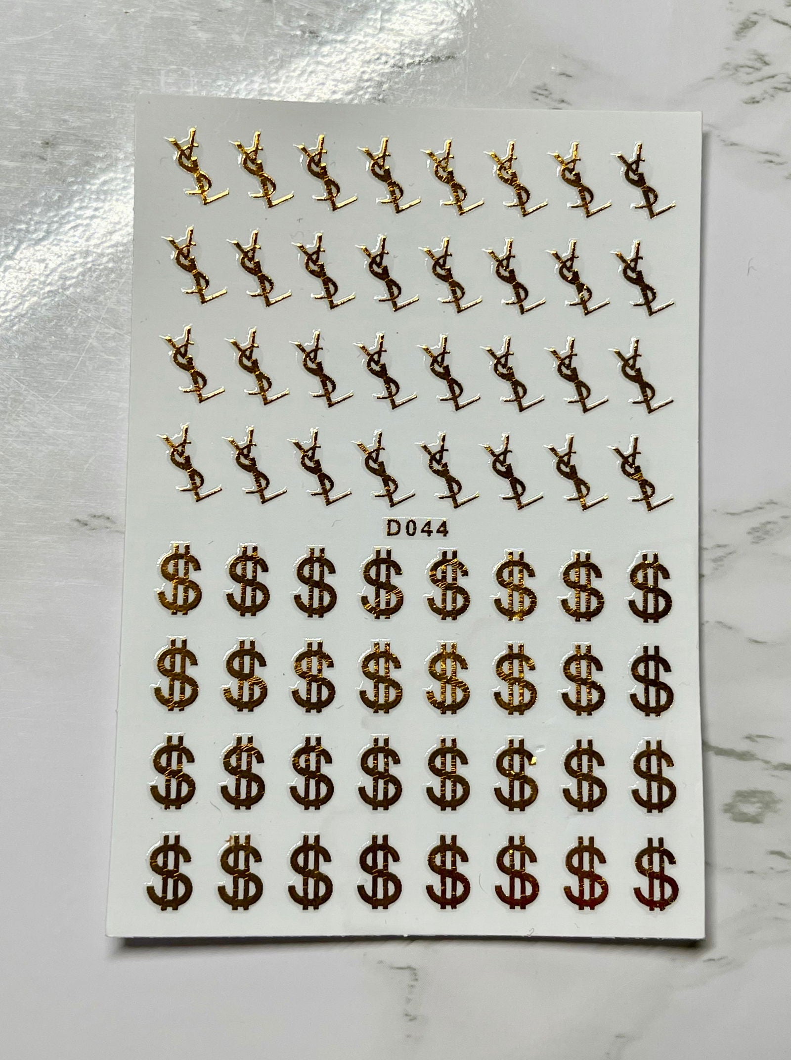 Designer Gold YSL $$ Stickers - PYT Nail Supply Store