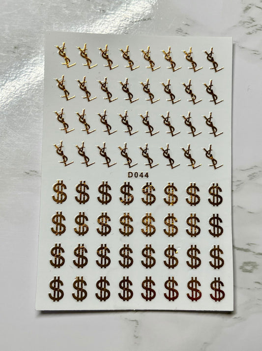 Designer Gold YSL $$ Stickers - PYT Nail Supply Store