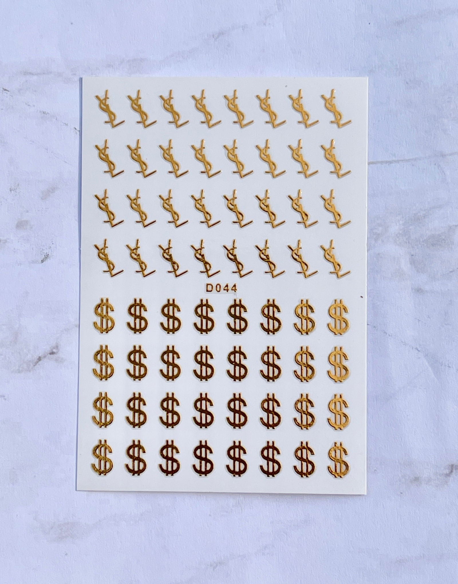 Designer Gold YSL $$ Stickers - PYT Nail Supply Store