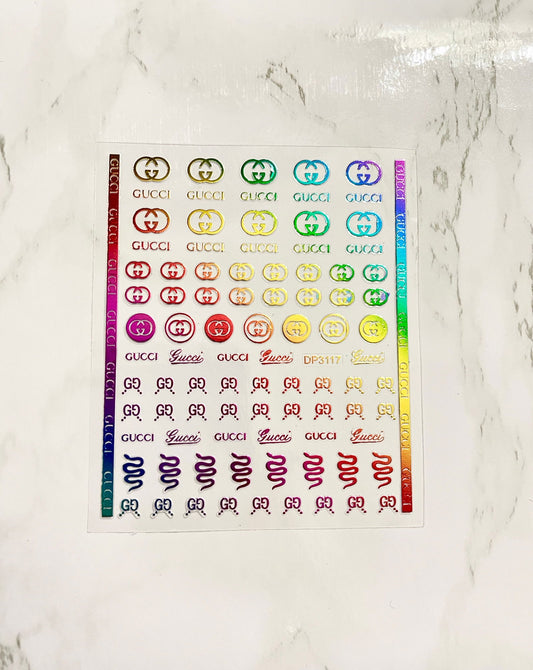 Designer Gucci Rainbow Stickers - PYT Nail Supply Store