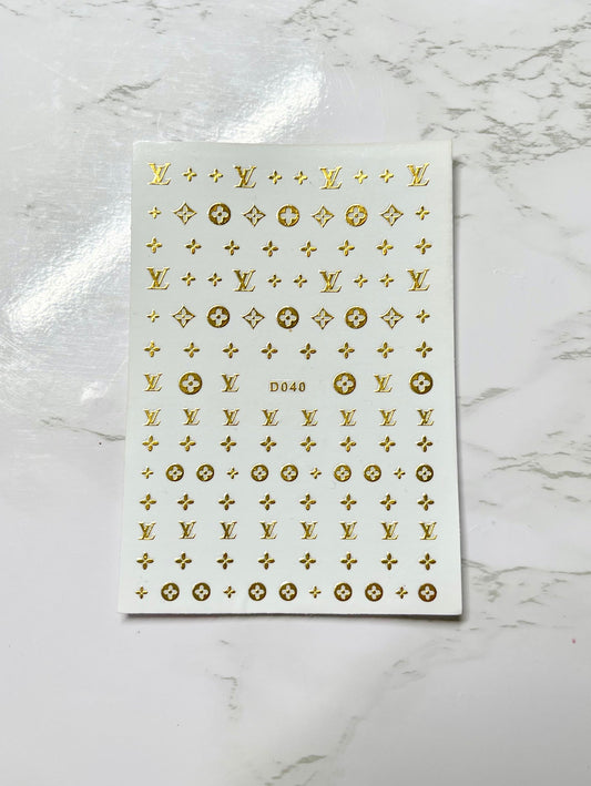 Designer LV Gold Stickers - PYT Nail Supply Store