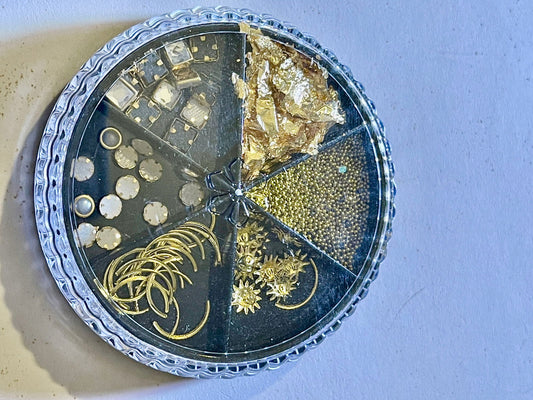 Gold Mixed Gems & Studs Wheel - PYT Nail Supply Store