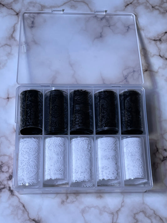 Transfer Foil Black & White Lace - PYT Nail Supply Store