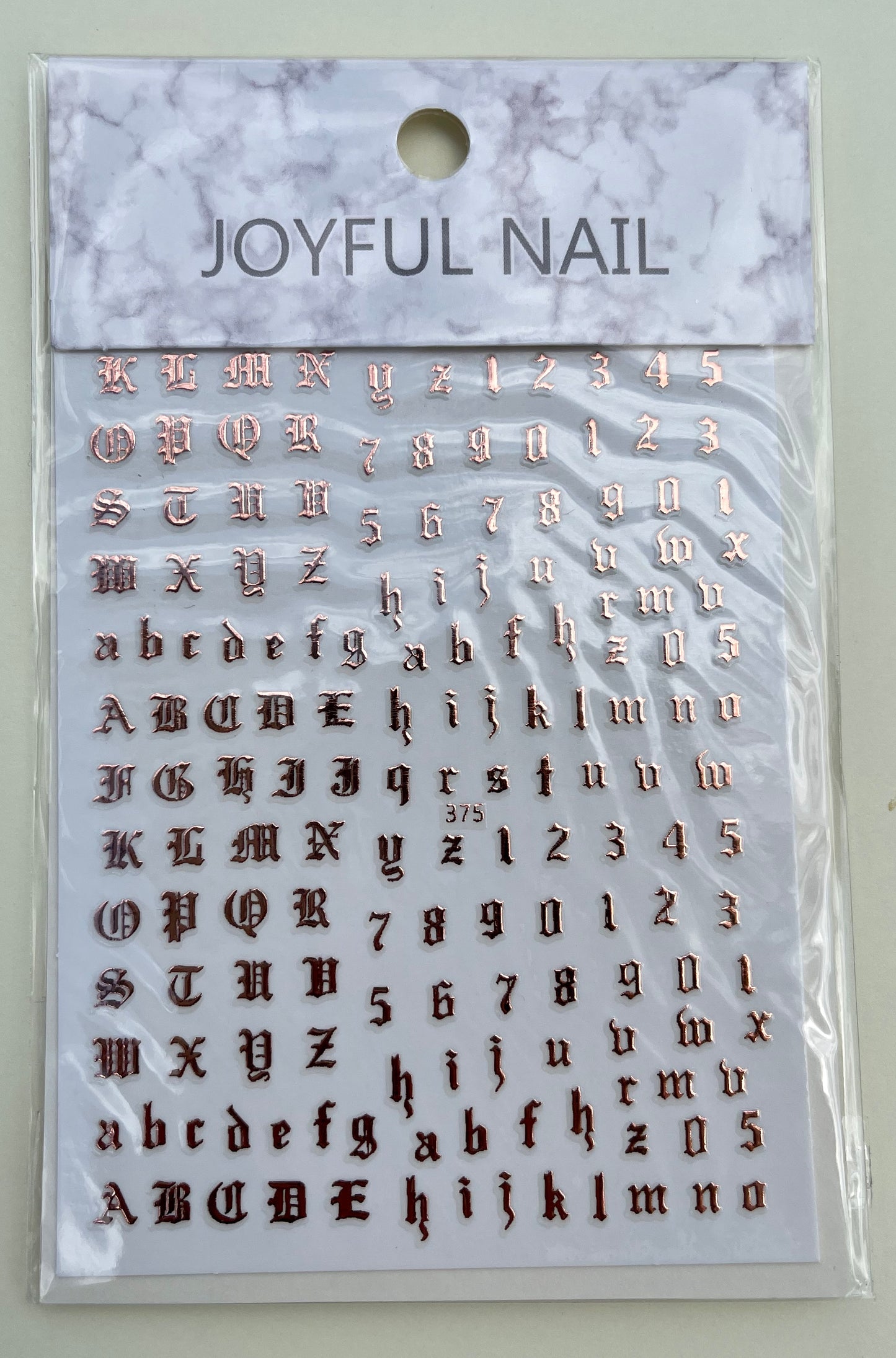 Rose Gold Old English Letter & Number Stickers - PYT Nail Supply Store