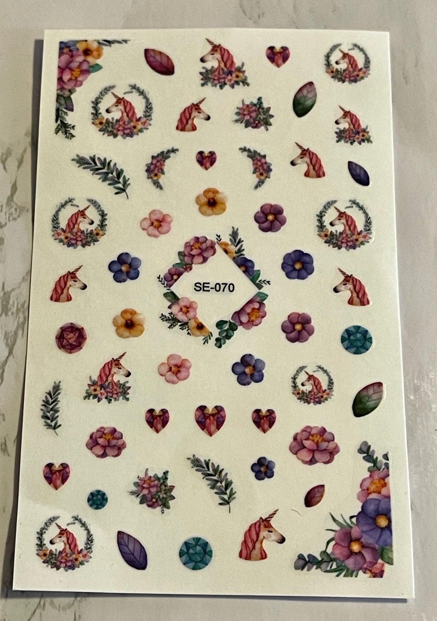 Unicorn & Floral Sticker - PYT Nail Supply Store