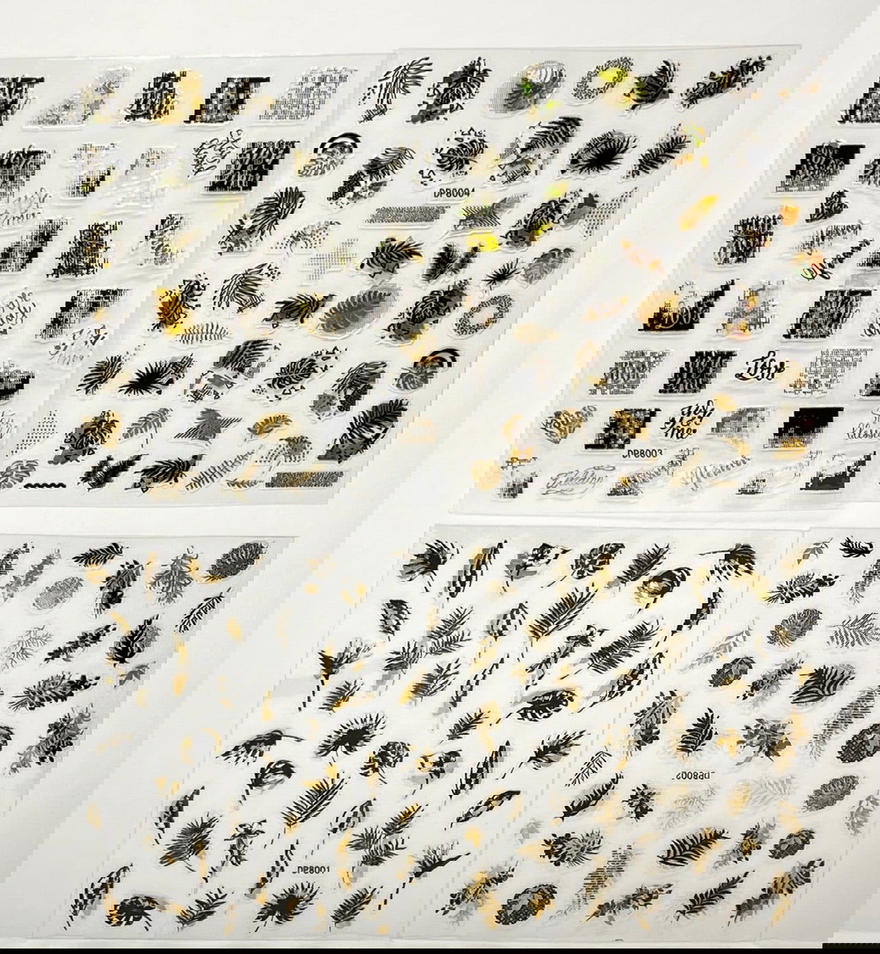 Black & Gold 4pcs Leaves Sticker Set - PYT Nail Supply Store