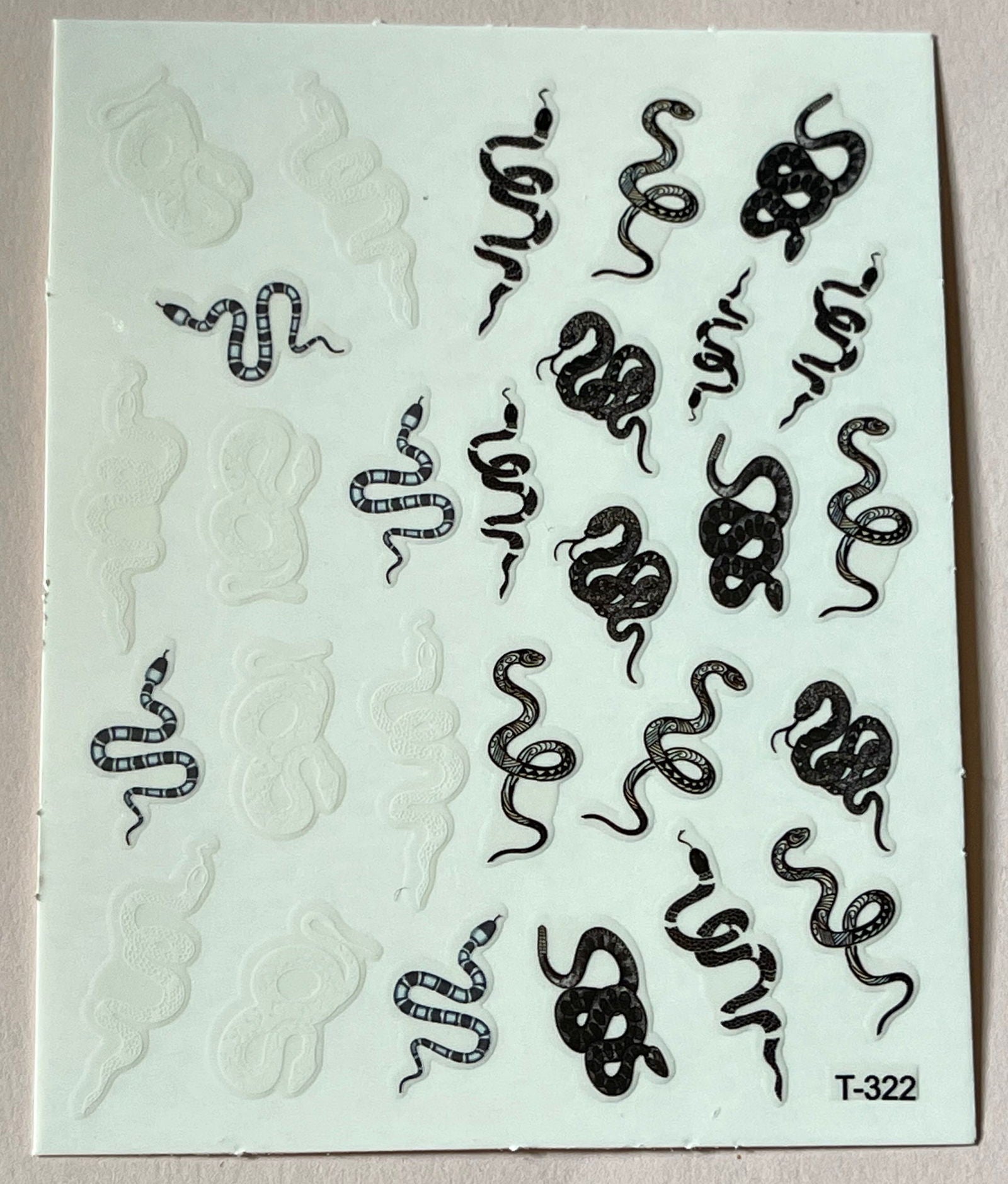 Black & White Snake Nail Sticker - PYT Nail Supply Store