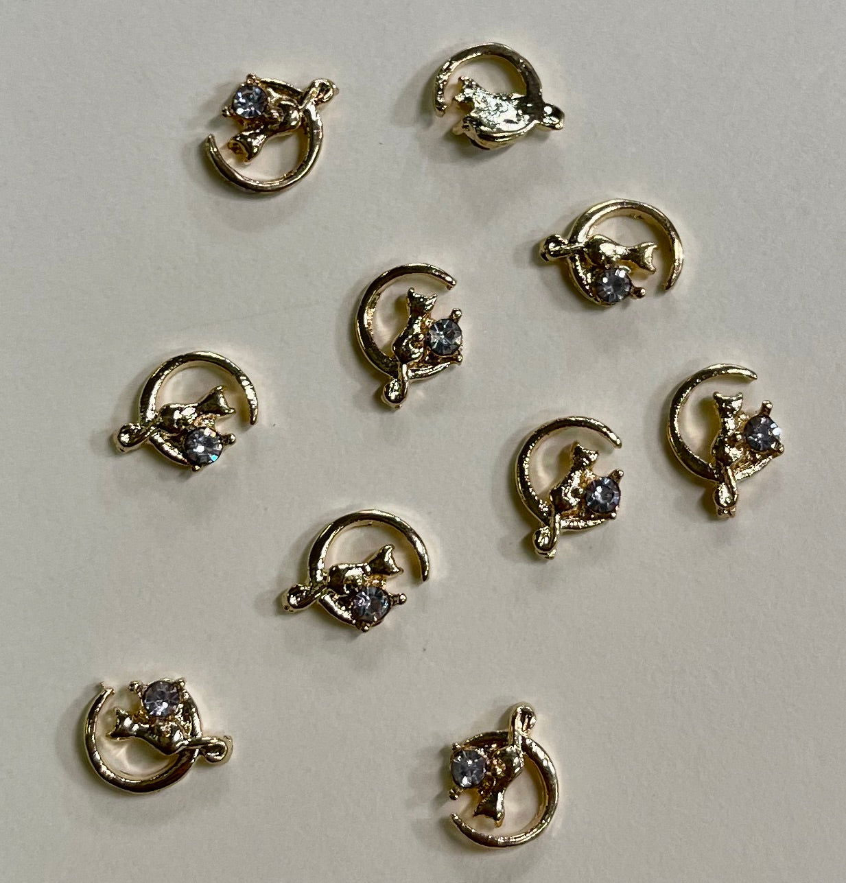 Cat on Crescent Moon Charm 4Pcs Set - PYT Nail Supply Store