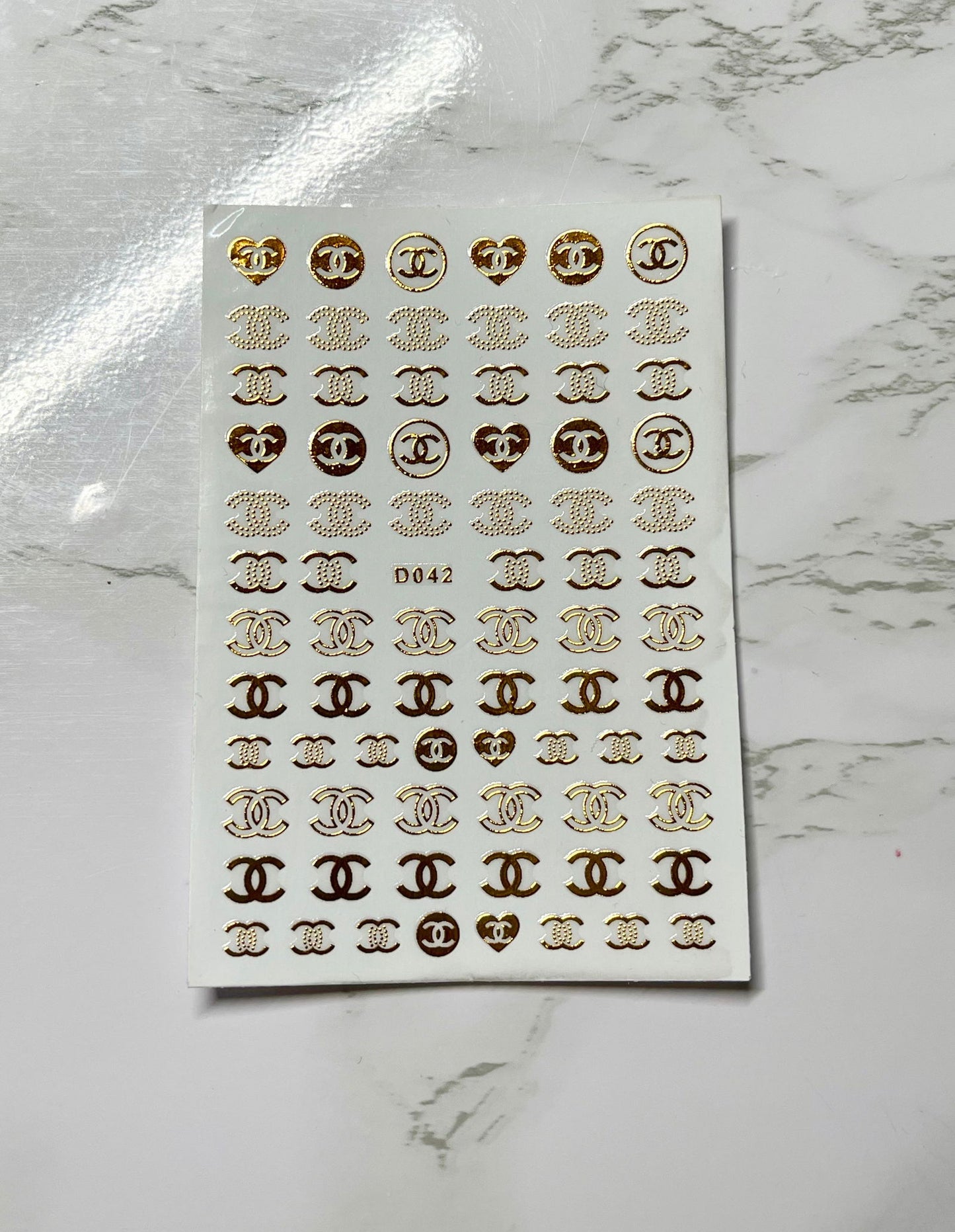 Designer Chanel Heart Chanel Stickers - PYT Nail Supply Store