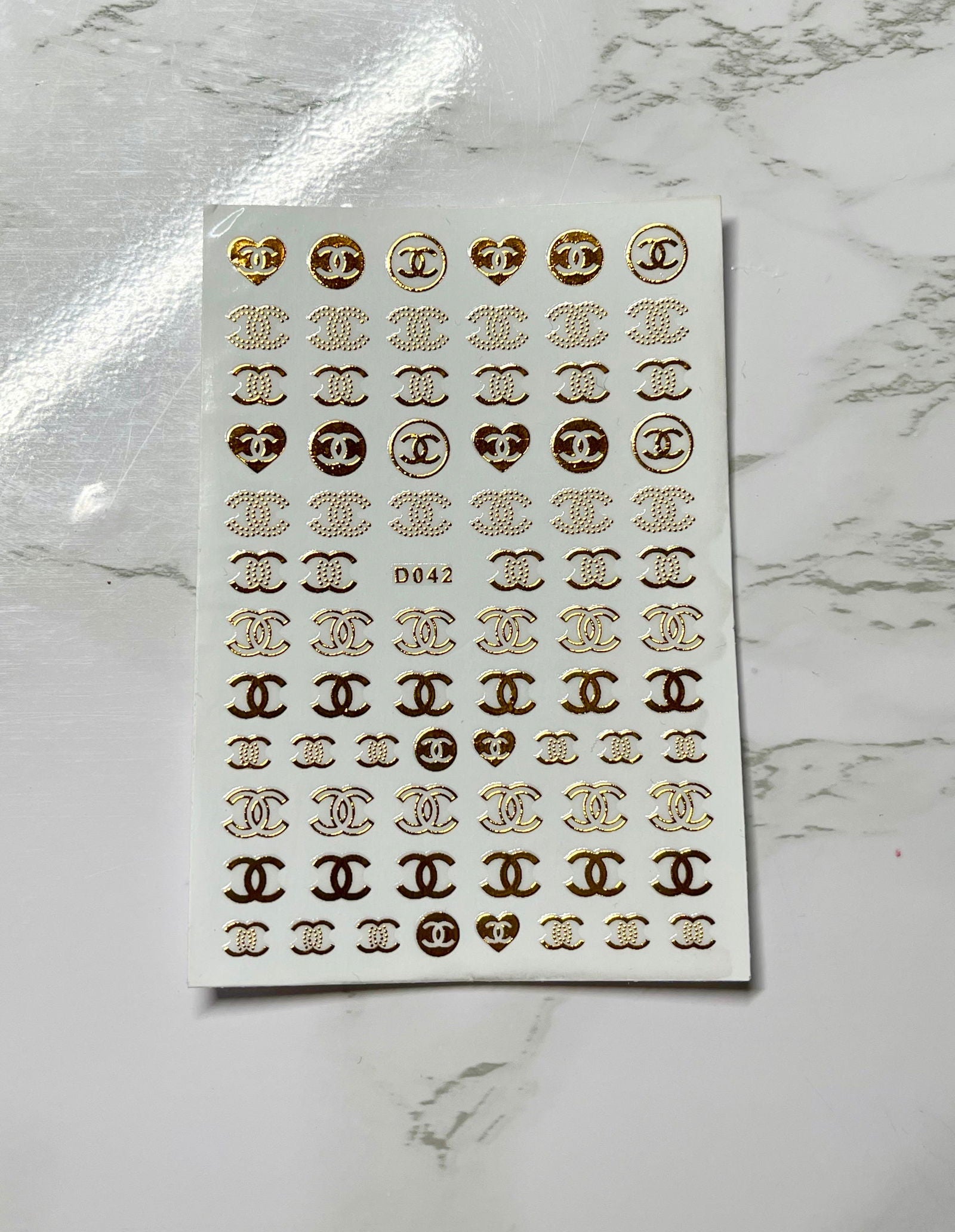 Designer Chanel Heart Chanel Stickers - PYT Nail Supply Store