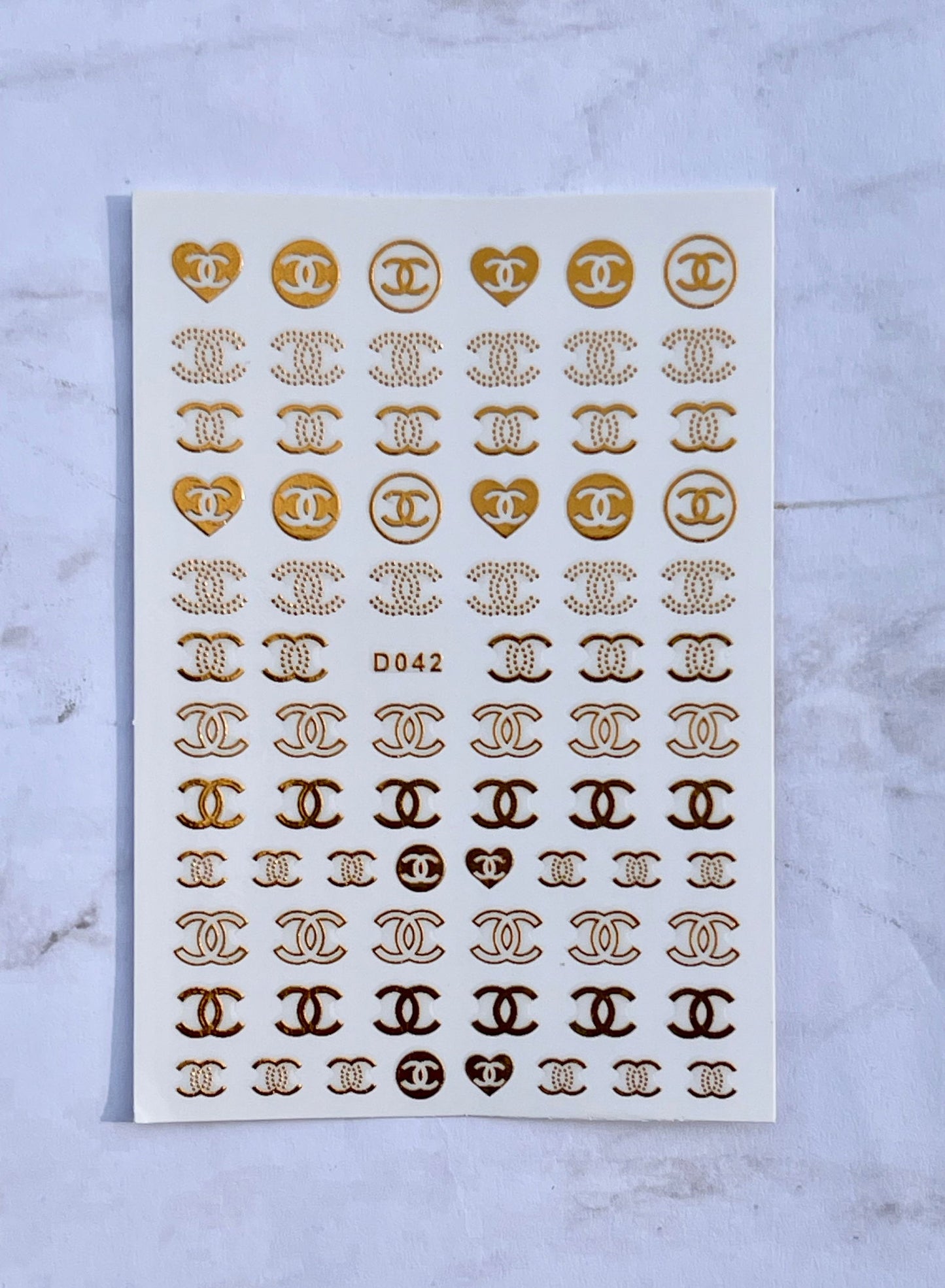 Designer Chanel Heart Chanel Stickers - PYT Nail Supply Store