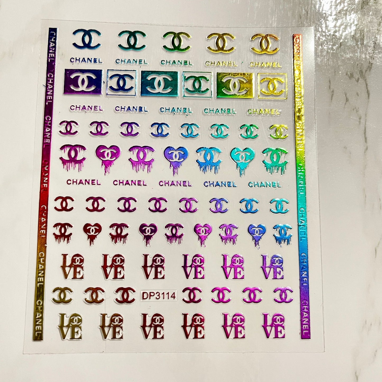 Designer Chanel Rainbow Sticker - PYT Nail Supply Store