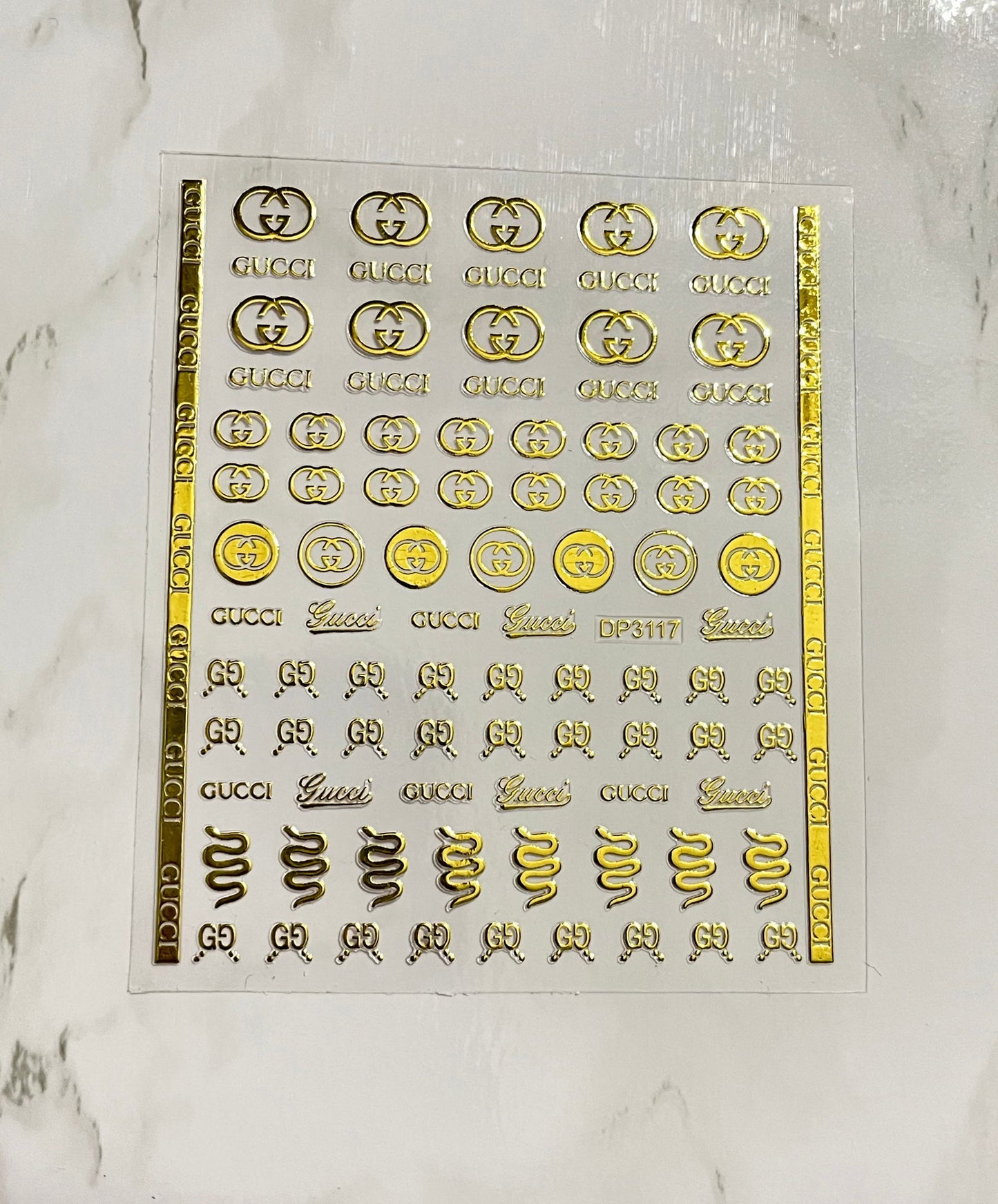 Designer Gold Gucci Sticker - PYT Nail Supply Store
