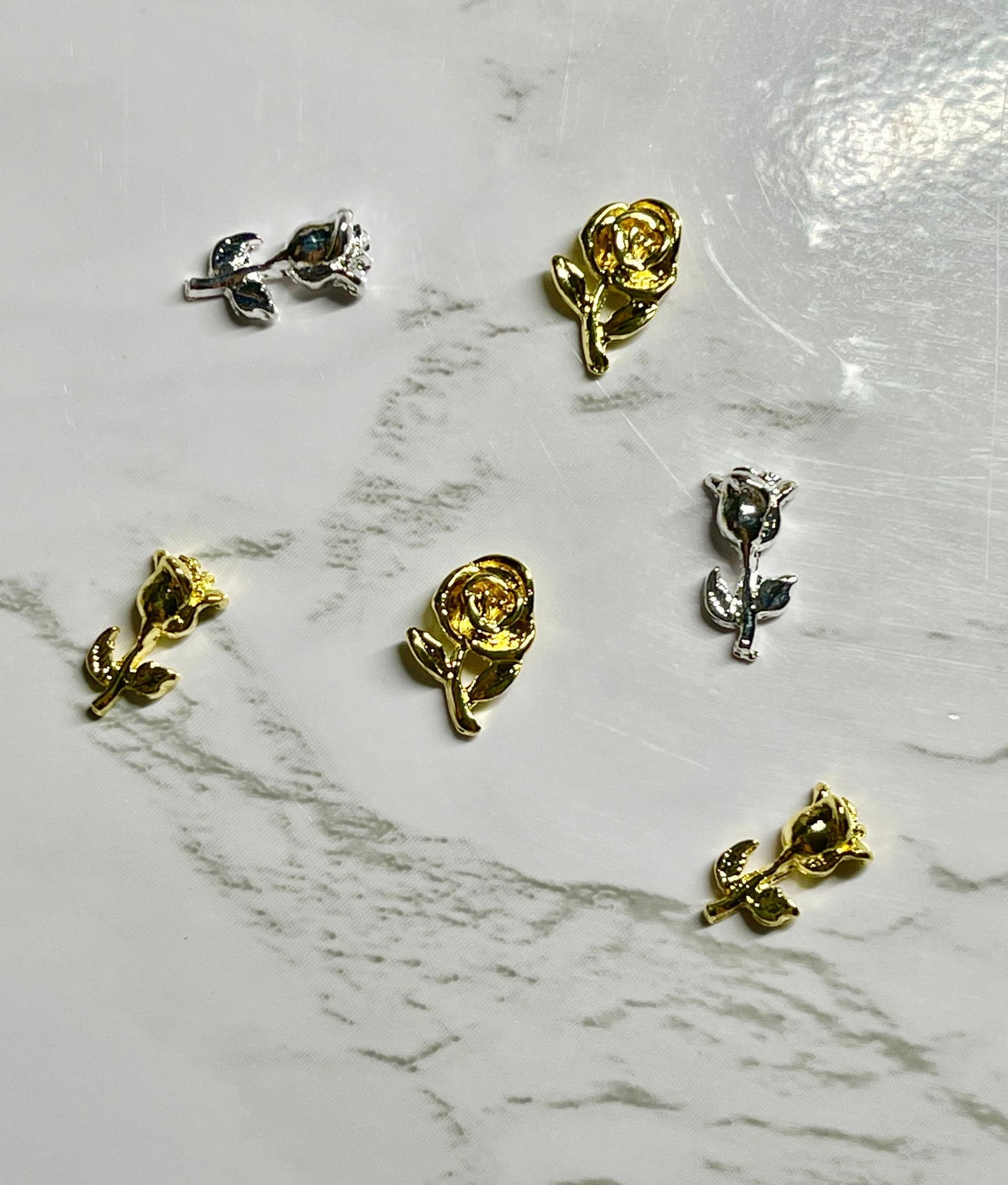 Flower Charm 6Pcs Gold/Silver Mix - PYT Nail Supply Store