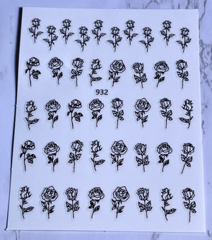 Rose Stickers in Black or White