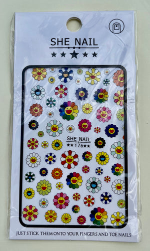 Smiley Rainbow Flower Stickers