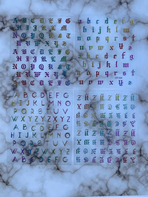 Rainbow 4 Pk Alphabet -Multi Font Stickers