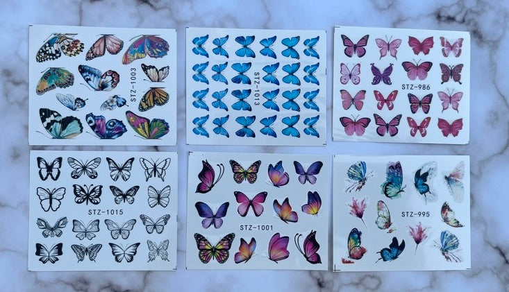 6 Pc Butterfly Water Decal Set