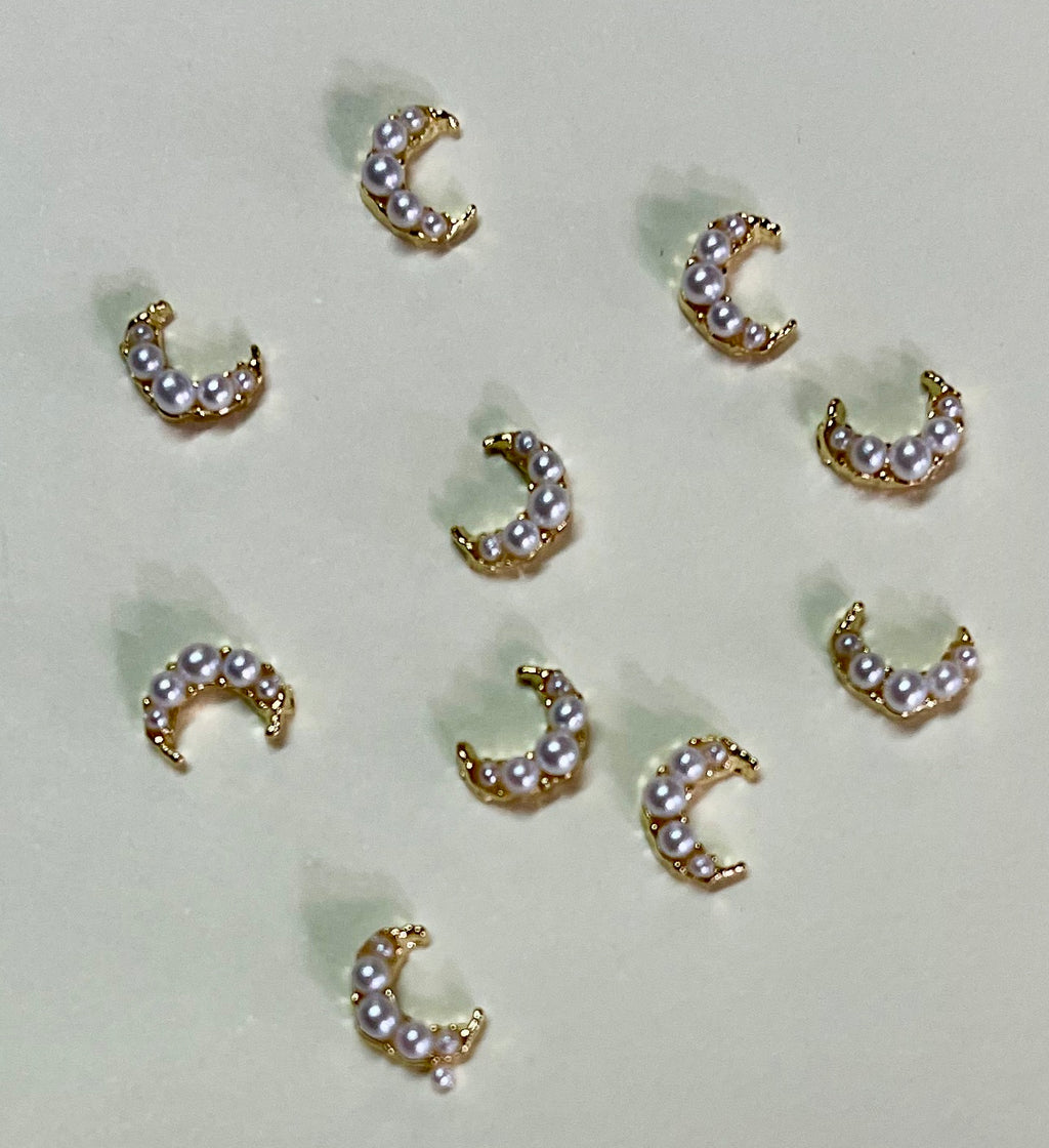 Pearl Crescent Moon Charms - PYT Nail Supply Store