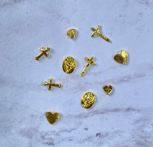 Gold Plated Metal Nail Art Charms 10ct