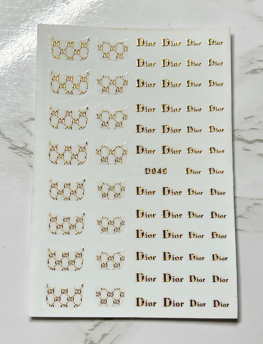 Designer Gold Dior and Gucci French Stickers