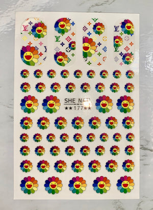 Designer LV Colorful Flower Stickers
