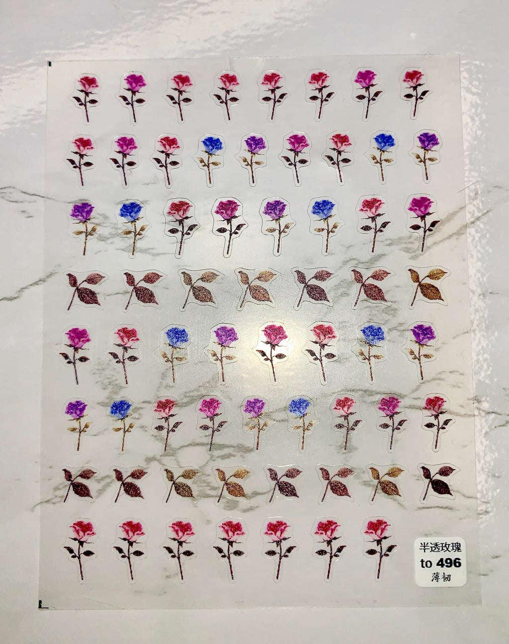 5D Multi Colored Rose Stickers
